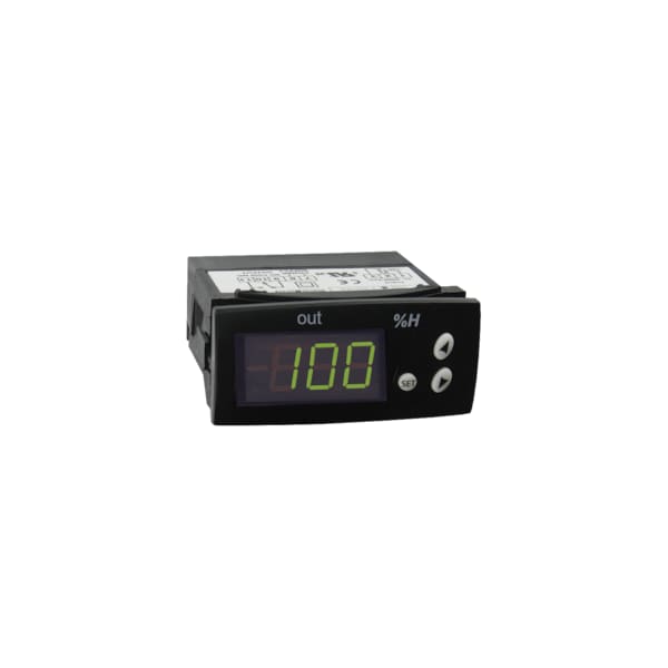 Humidity switch, 0-3 V input sensor, 230 VAC supply voltage.